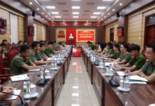 Đại biểu tham dự tại điểm cầu trực tuyến Công an tỉnh Quảng Bình