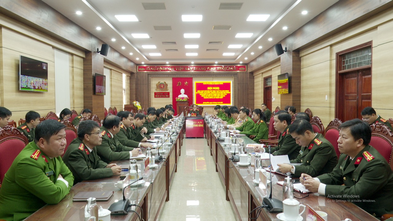 Các đại biểu tham dự hội nghị tại điểm cầu Công an tỉnh Quảng Bình